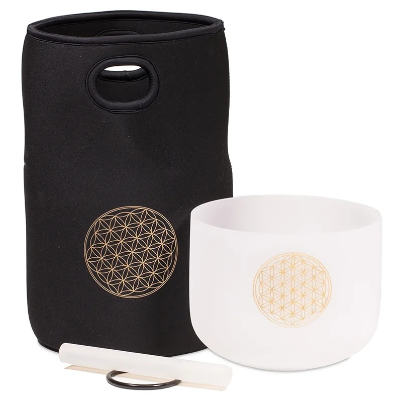 Krištáľová Spievajúca Miska Kvet Života 20cm + Palička + Taška