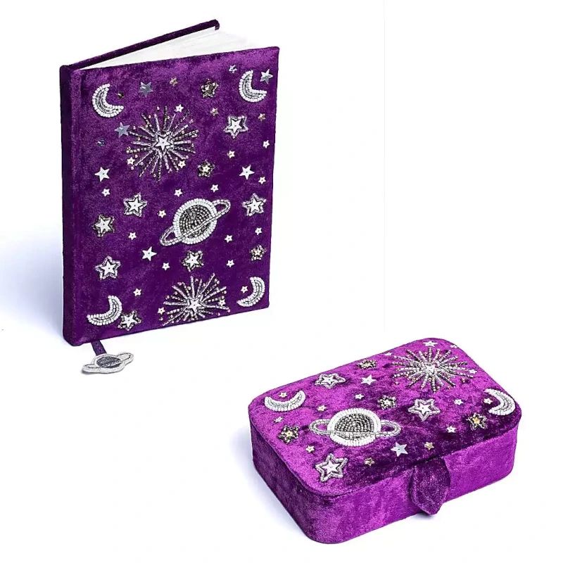 Zápisník Zamatový Galaxia so Šperkovnicou Galaxia - Darčeková Sada