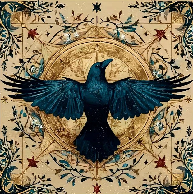 Obrus, plátno na veštenie Havran