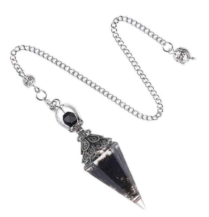 Kyvadlo Orgonitové Vintage Obsidián - orgonit kyvadlo na veštenie a energiu