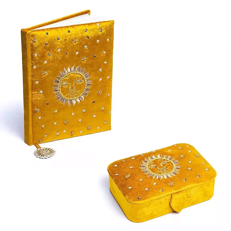 Zápisník Zamatový Slnko so Šperkovnicou Slnko - Darčeková Sada