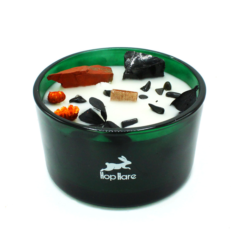 Sviečka Vonná s Jaspisom, Achátom a Peklom s Dreveným knôtom - Diabol 1