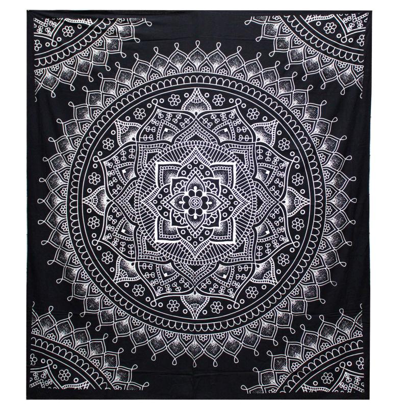 Prikrývka na Posteľ (Dvojlôžko) Black & White - Mandala