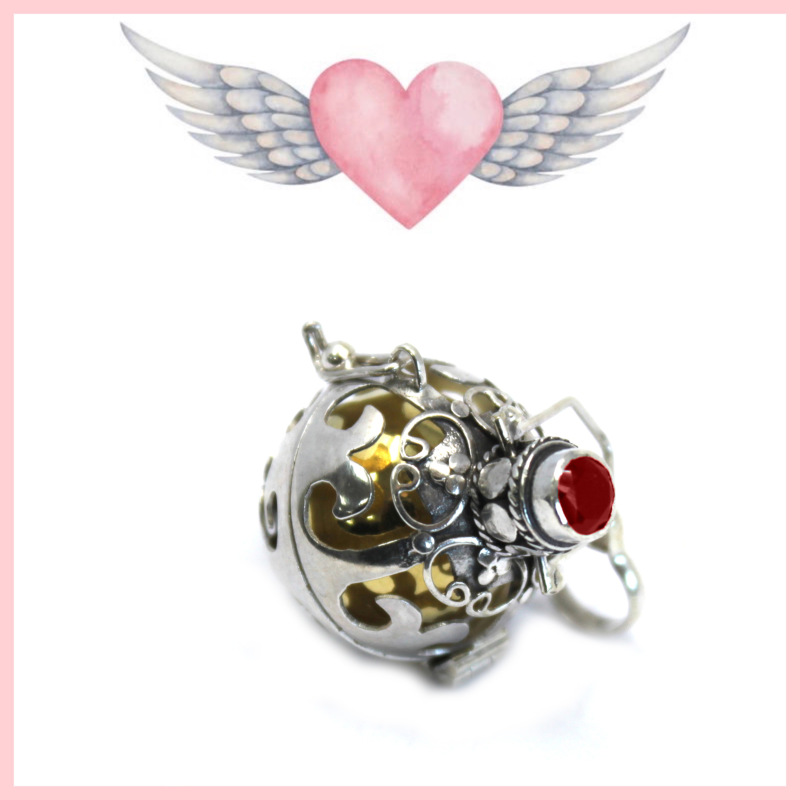 Anjelsky Zvonček s Rolničkou - Ochranný Strieborný prívesok