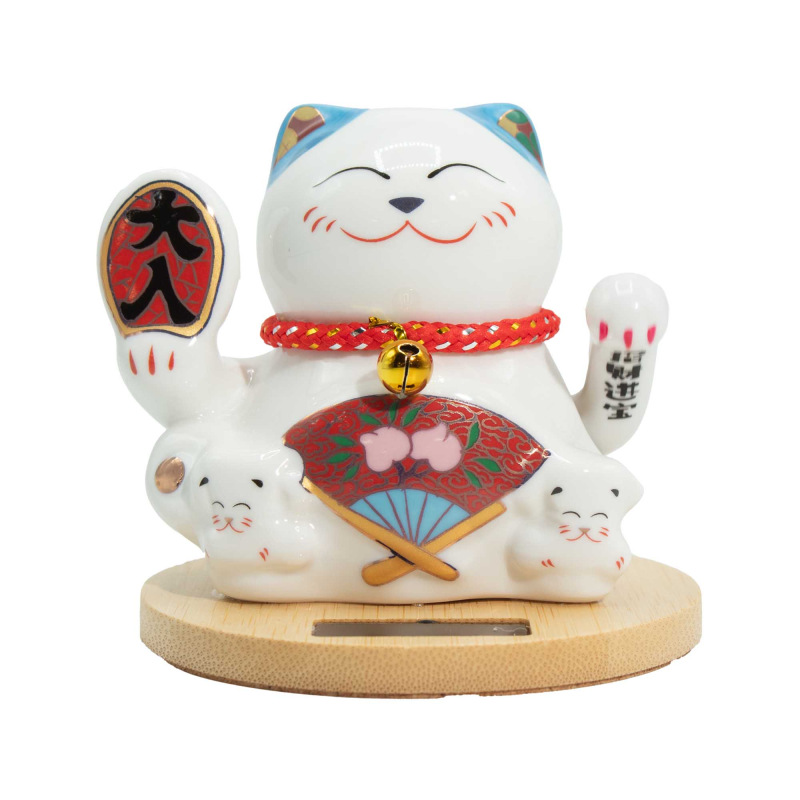 Maneki Neko Mávajúca Mačka Solárna Pokladnička Modrá