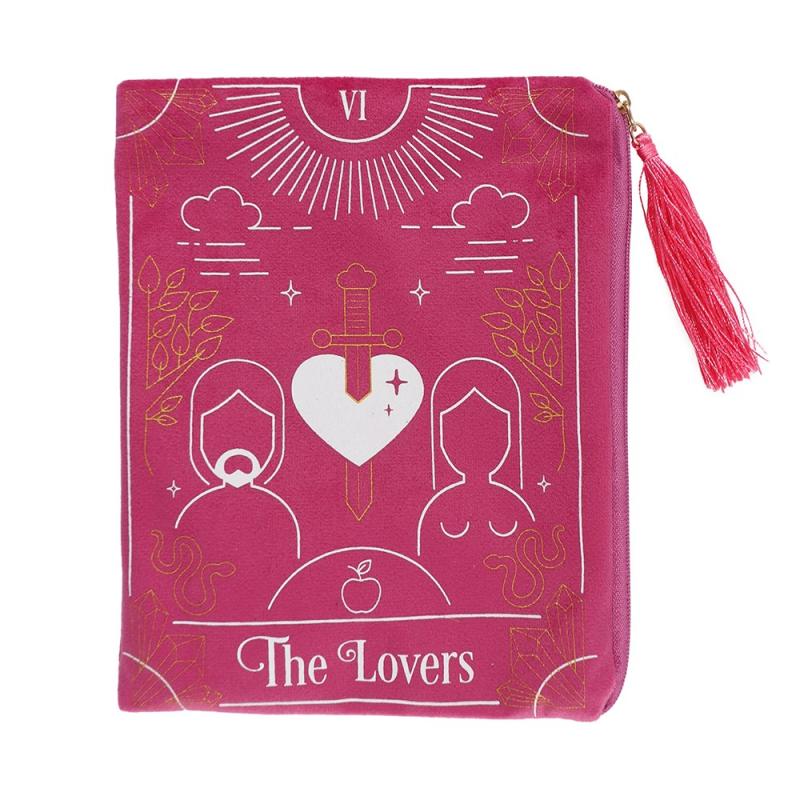 Ružové vrecko XL na karty/tarot, 15x20cm - The Lovers