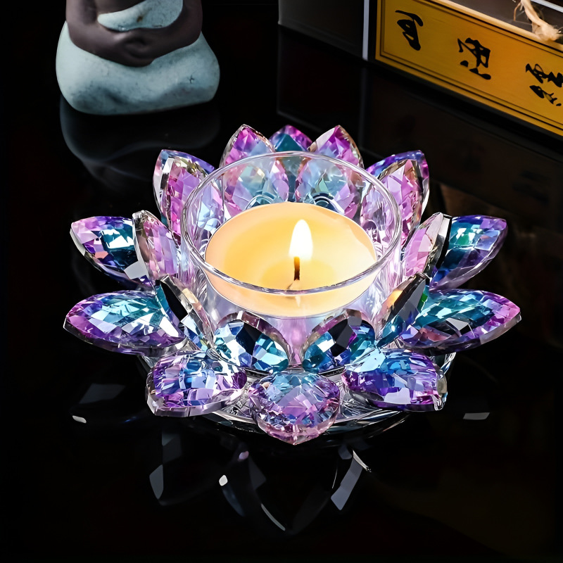 Krištáľový Svietnik Lotos Fialový