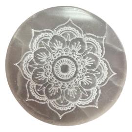 Selenitová Podložka Lotus Mandala, 8 cm