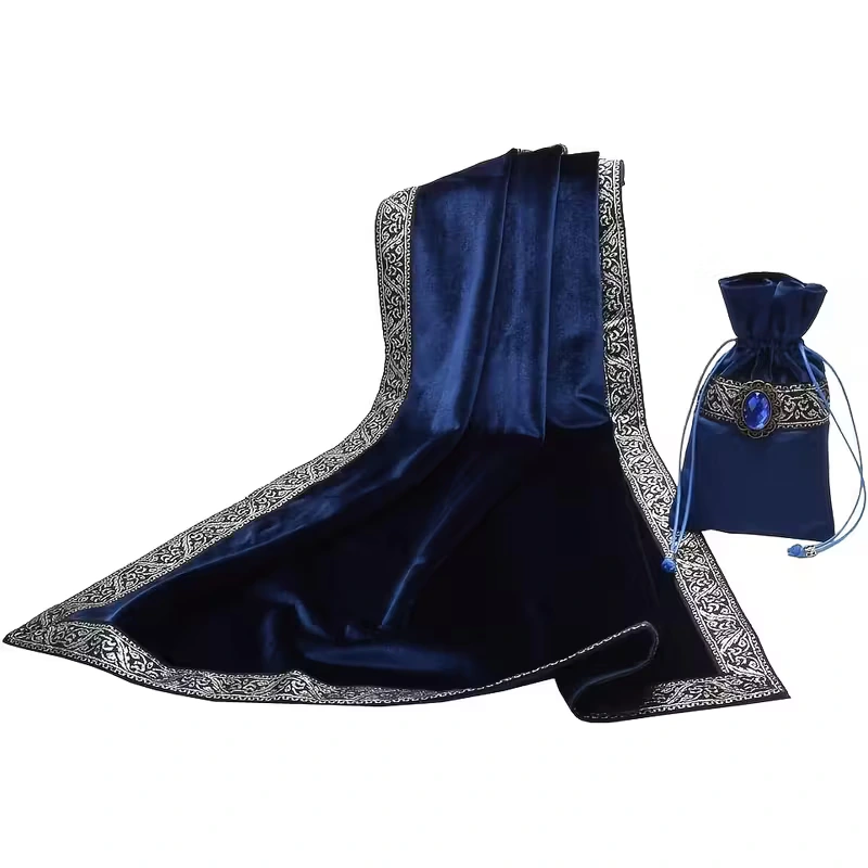 Obrus na Veštenie a Vrecko na Tarotové Karty Vintage Blue - Darčeková sada