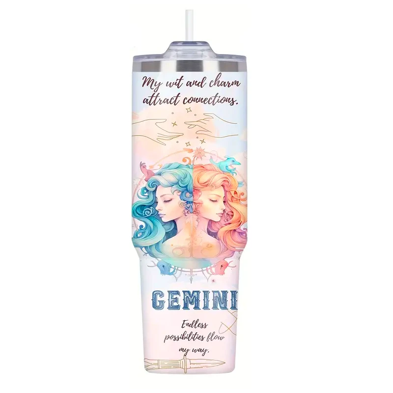 Fľaša Uzatvárateľná s Uchom a Slamkou 1200 ml - Znamenie Blíženci 1