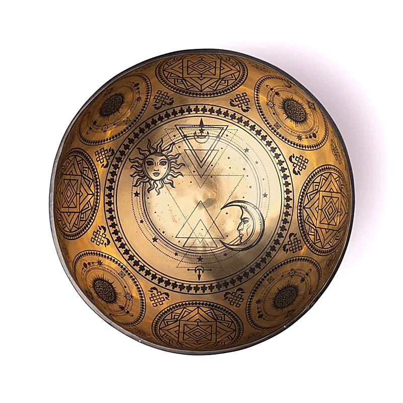 Tibetská Misa Liečivá Gravírovaná Slnko a Mesiac 24 cm 1