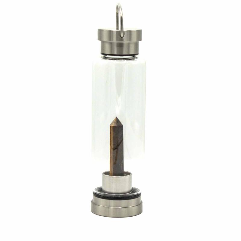 Sklenená fľaša Crystal Infused na vodu s Obeliskom - Tigrie Oko, 500ml