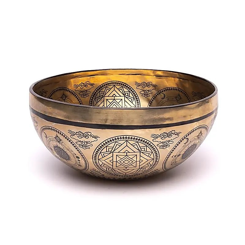 Tibetská Misa Liečivá Gravírovaná Slnko a Mesiac 24 cm