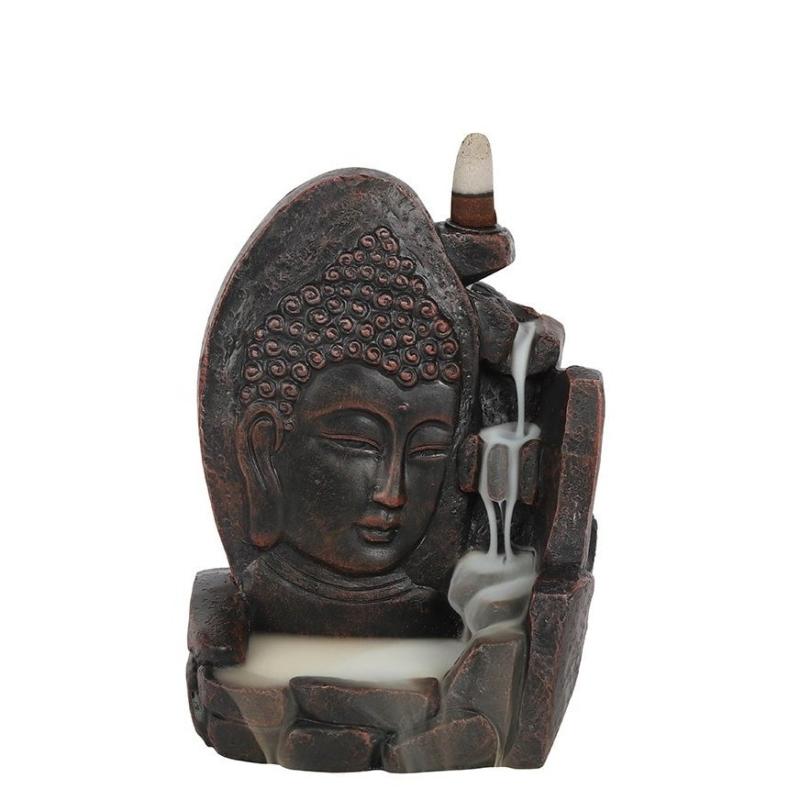 Stojan na vonné kužele Tečúci dym-  Buddha, hnedý