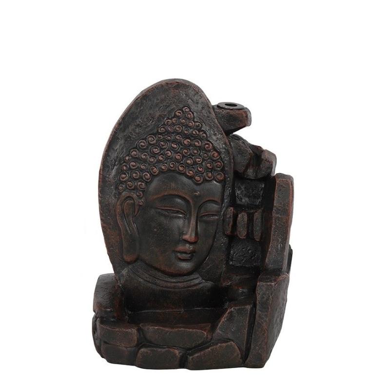 Stojan na vonné kužele Tečúci dym-  Buddha, hnedý