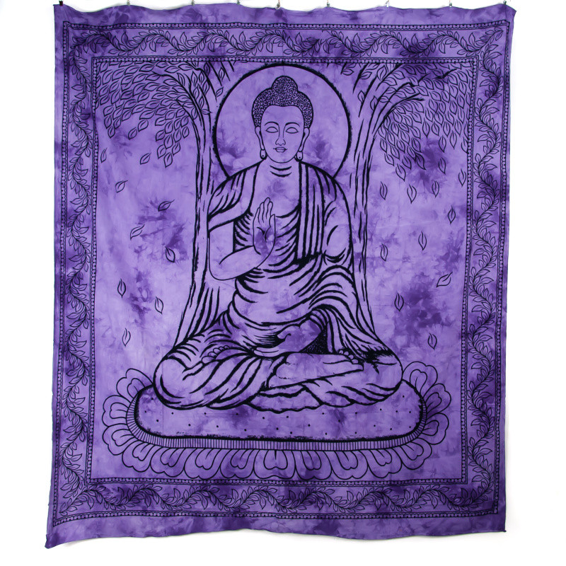 Prikrývka na Posteľ (Dvojlôžko) / Tapiséria Fialová - Buddha