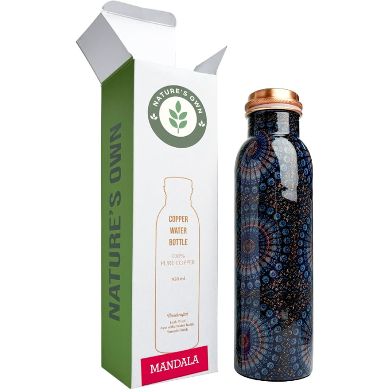 Medená fľaša na vodu Ajurvéda Mandala 950 ml