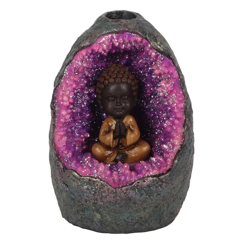 Stojan na vonné kužele Tečúci dym - Buddha s LED svetlom