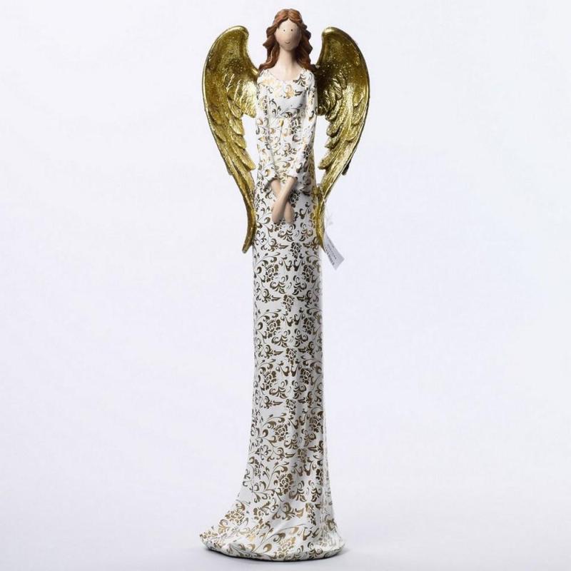 Anjel dekorovaný so zlatými krídlami, 48cm