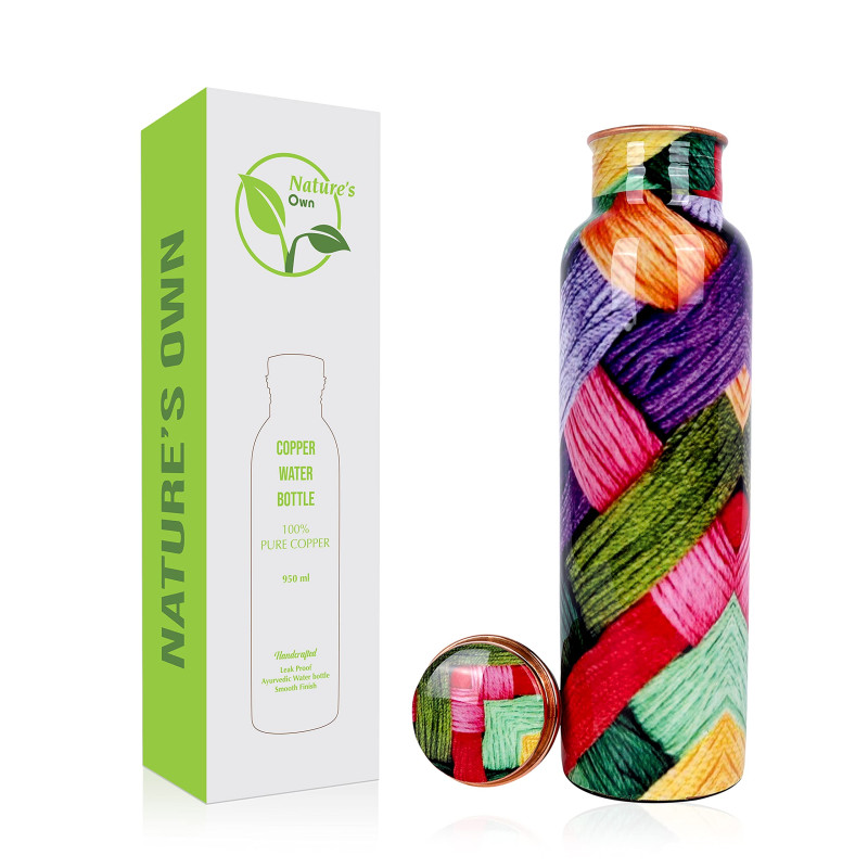Medená fľaša na vodu Ajurvéda Vlna 950 ml