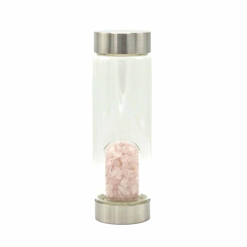 Sklenená fľaša Crystal Infused na vodu s Kúskami Ruženín, 500ml