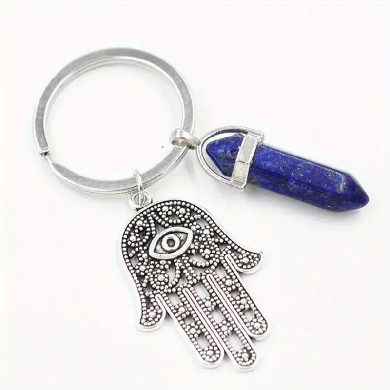 Kľúčenka Hamsa s Hexagonom Lapis Lazuli