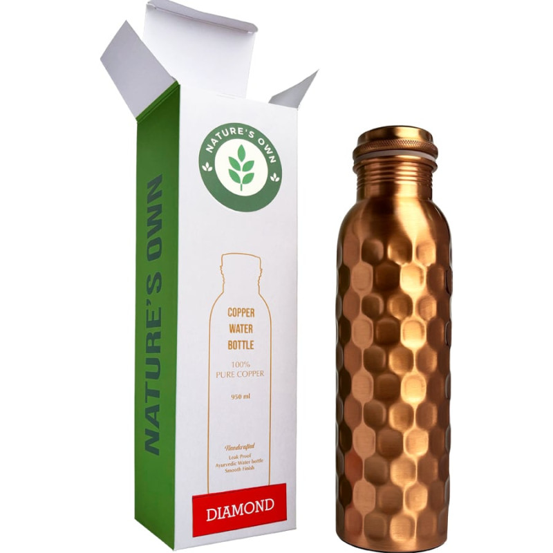 Medená fľaša na vodu Ajurvéda Diamant 950 ml
