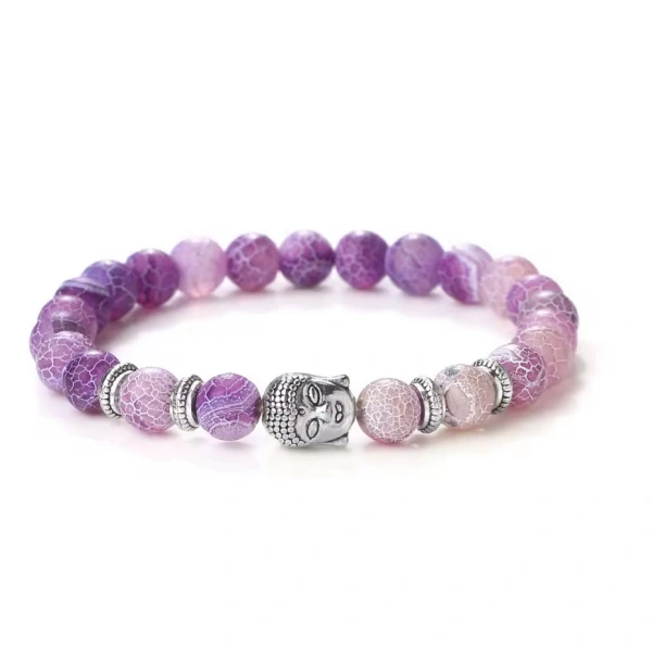 Náramok Achát Fialový s Budhom pre Ochranu a Duchovný Rast