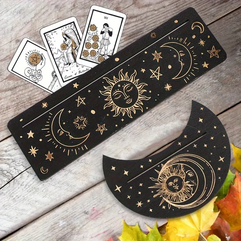 Sada Drevených Stojanov na Tarot/Orákulum Karty - Slnko a Mesiac 2