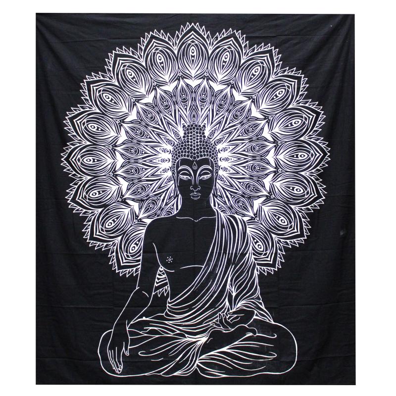 Prikrývka na Posteľ (Dvojlôžko) Black & White - Buddha