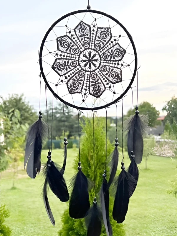 Lapač Snov Mandala Obsidián 50 cm