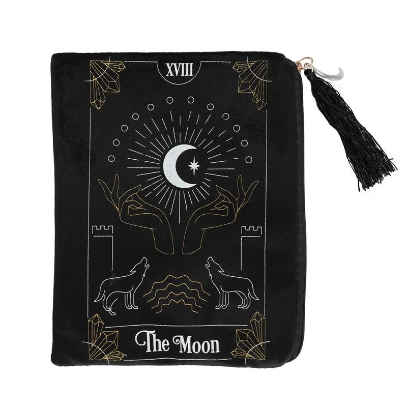 Čierne vrecko XL na karty/tarot, 15x20cm - The Moon