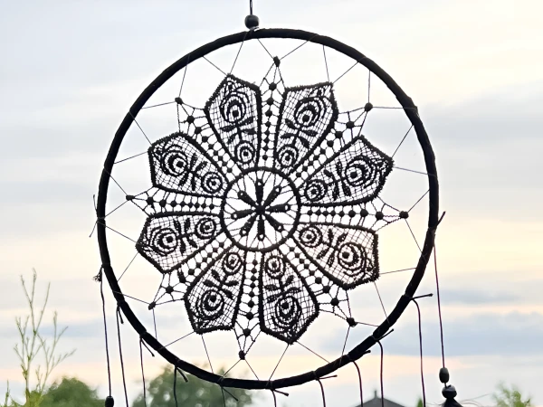 Lapač Snov Mandala Obsidián 50 cm 1