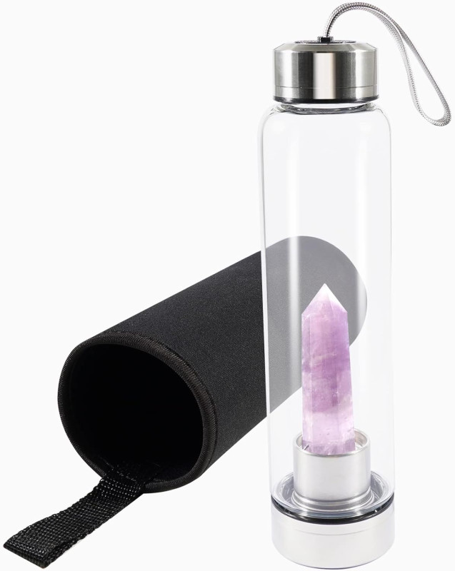 Fľaša sklenená s Ametystom, 550 ml