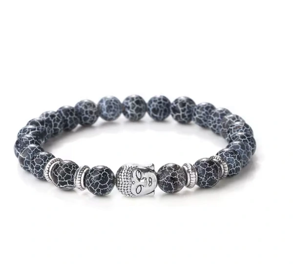 Náramok Achát čierny s Budhom pre Ochranu, Silu a Harmóniu