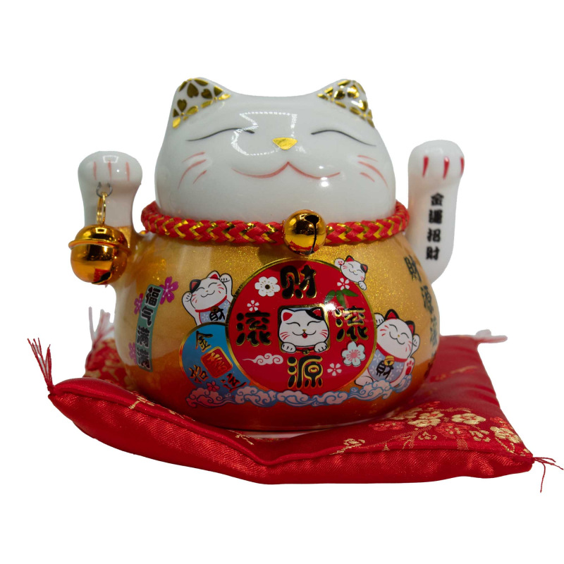 Maneki Neko Mávajúca Mačka Pokladnička Zlatá