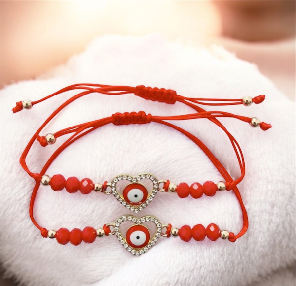Náramok Červený Ochranný so Srdiečkom a Okom