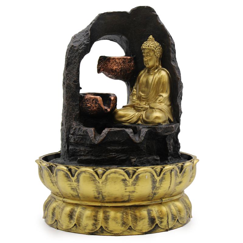 Feng-Shui Fontána Zlatý Meditujúci Buddha